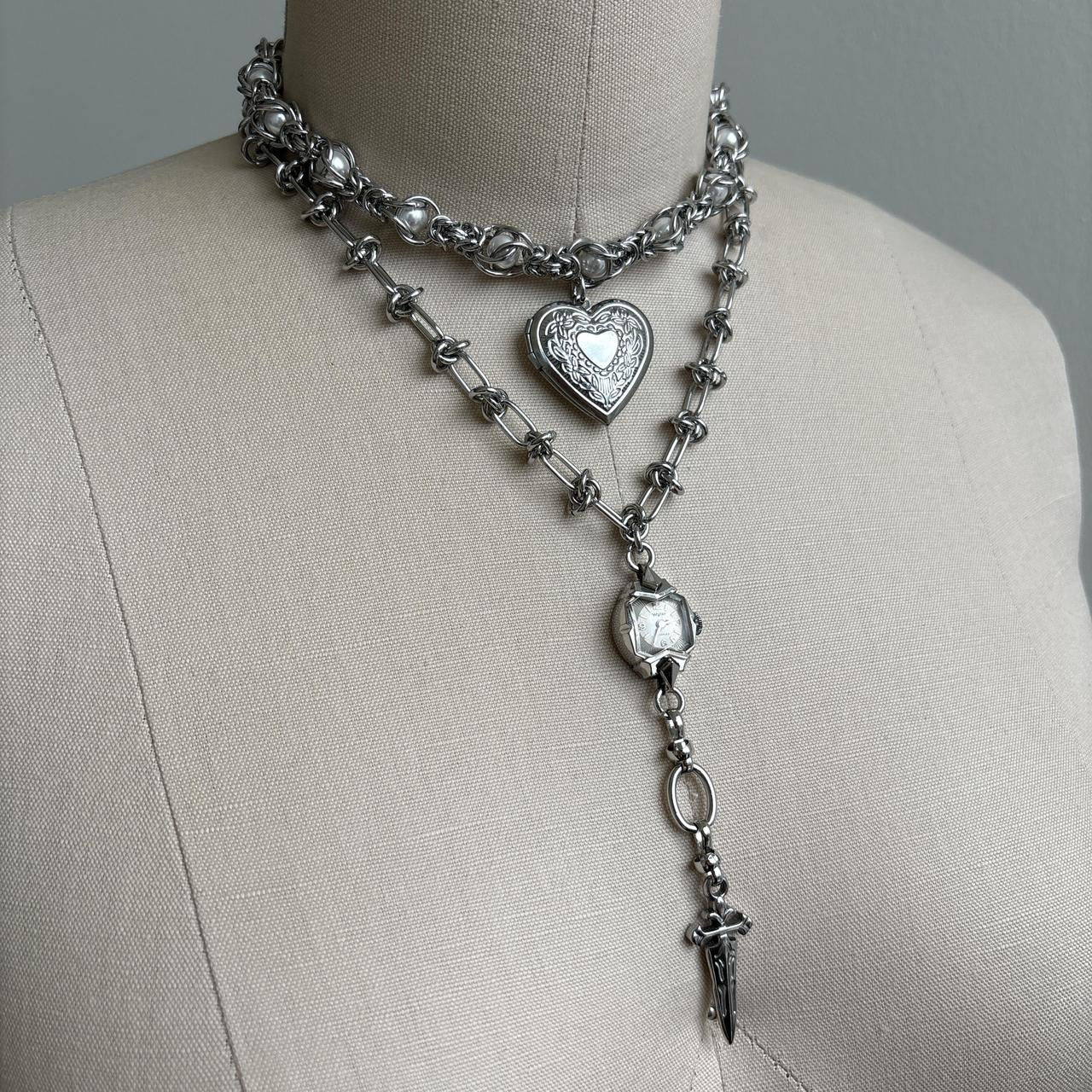 Watch Necklaces with Heart Locket