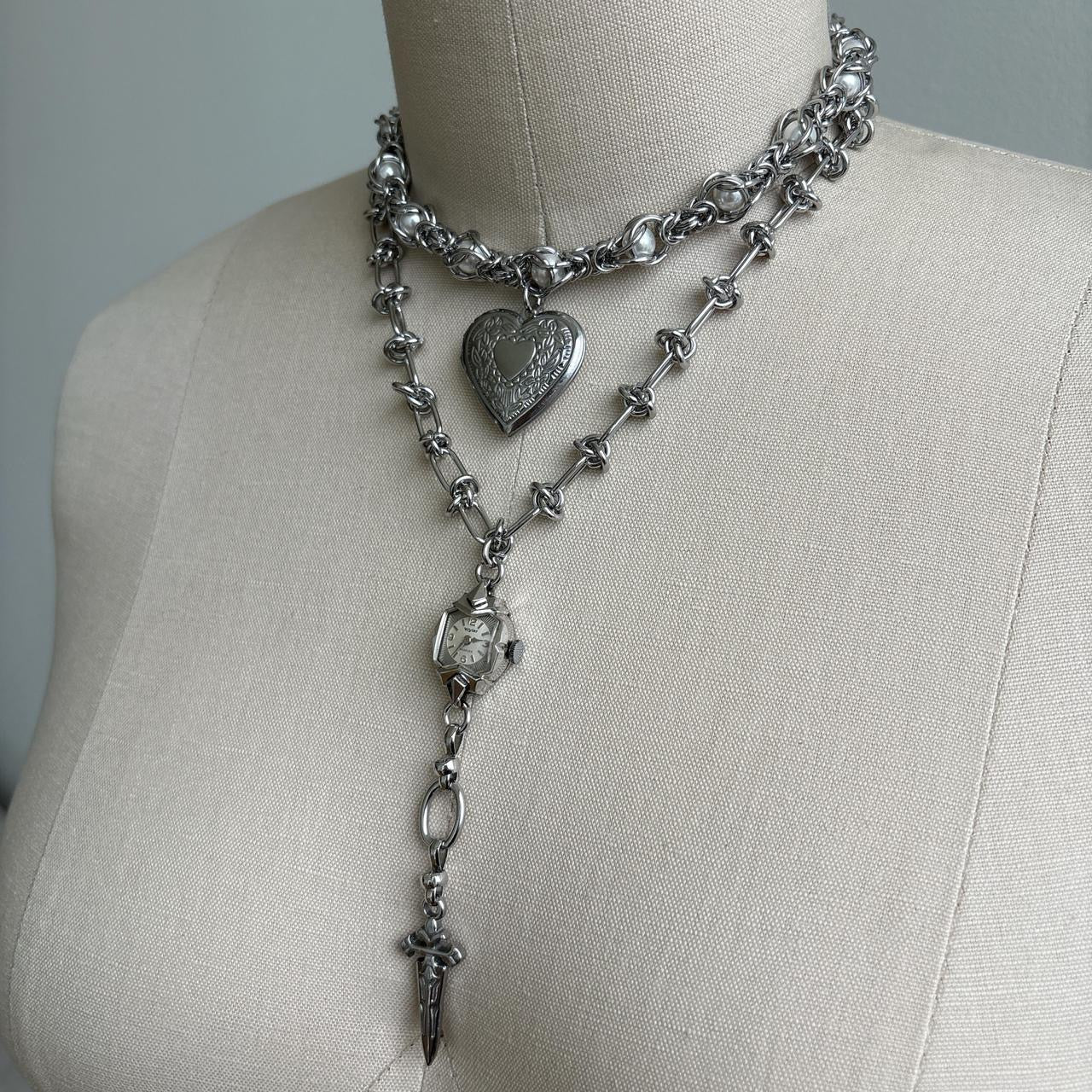 Watch Necklaces with Heart Locket