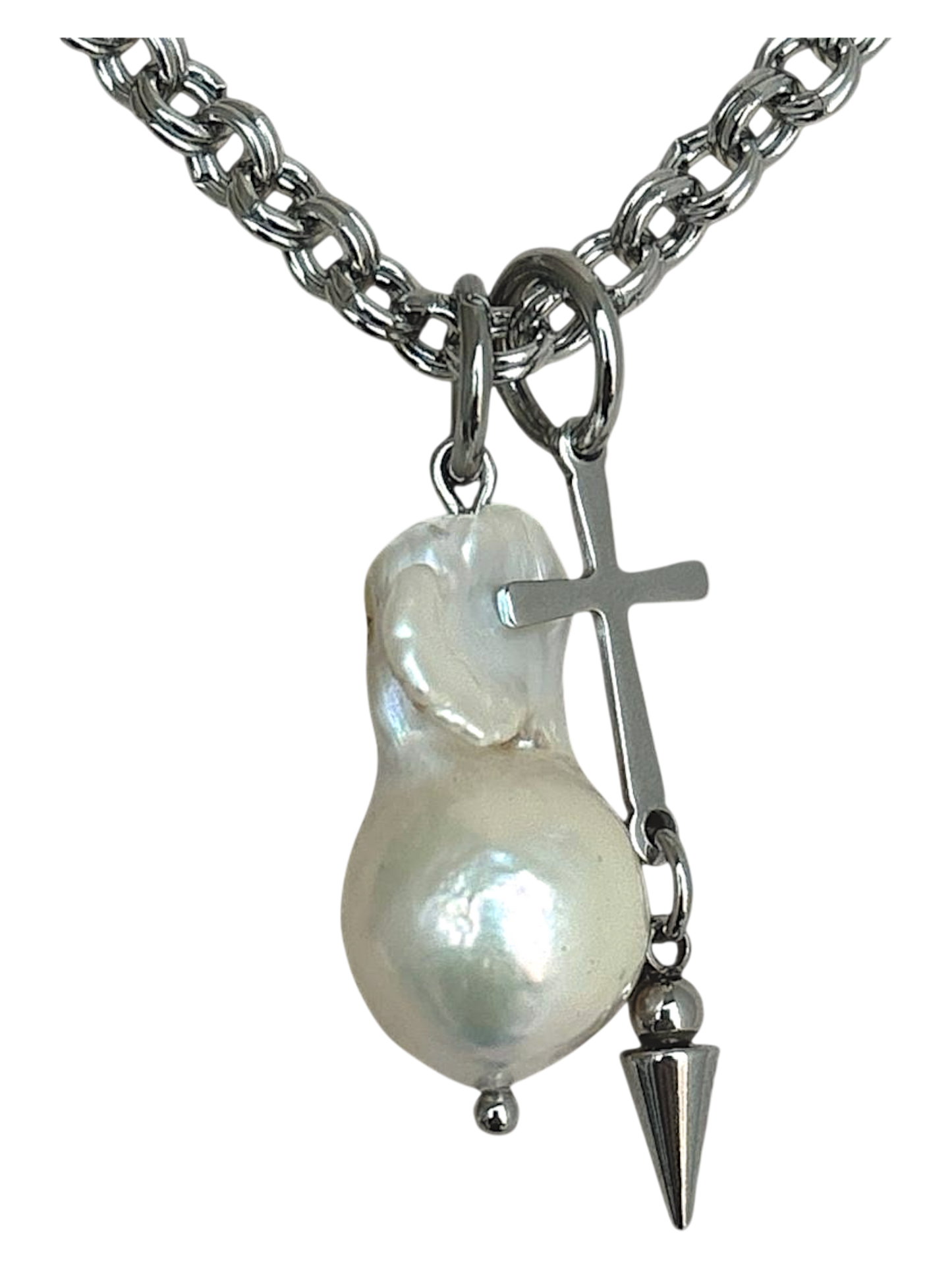 Baroque Pearl Necklace with rosary cross