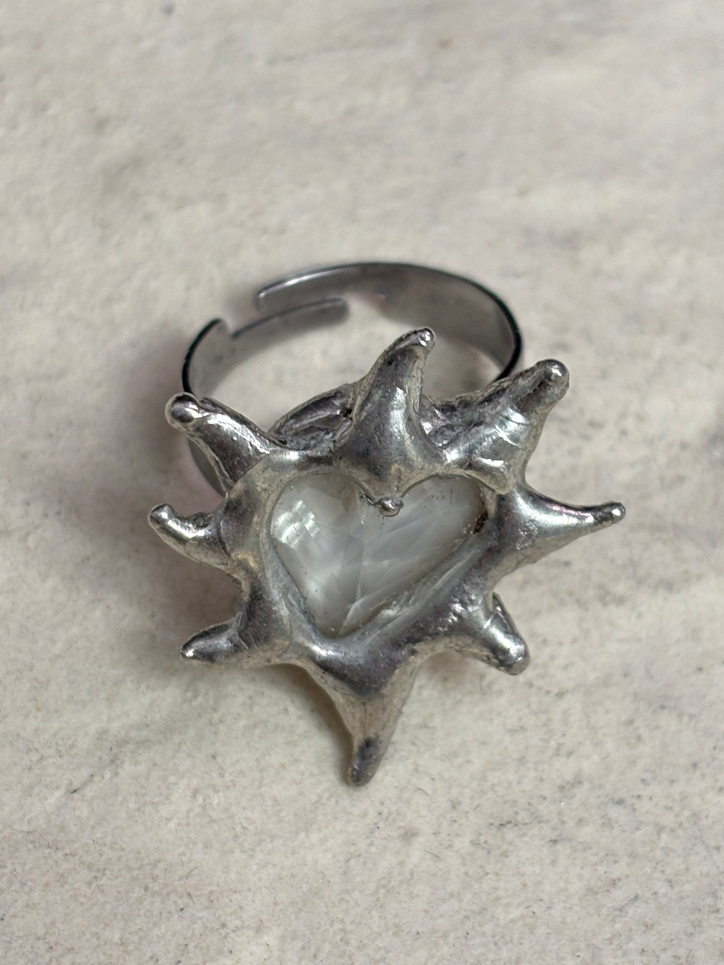 Shooting Stars Ring Spiked Heart