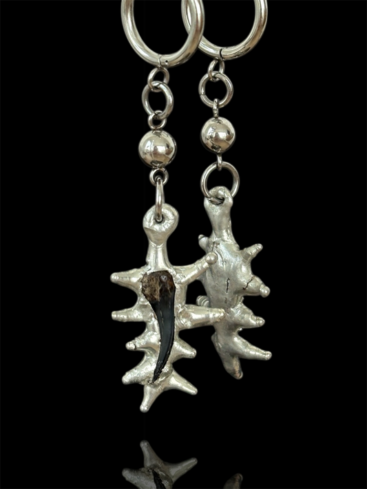 Fossilized Shark Tooth Earrings