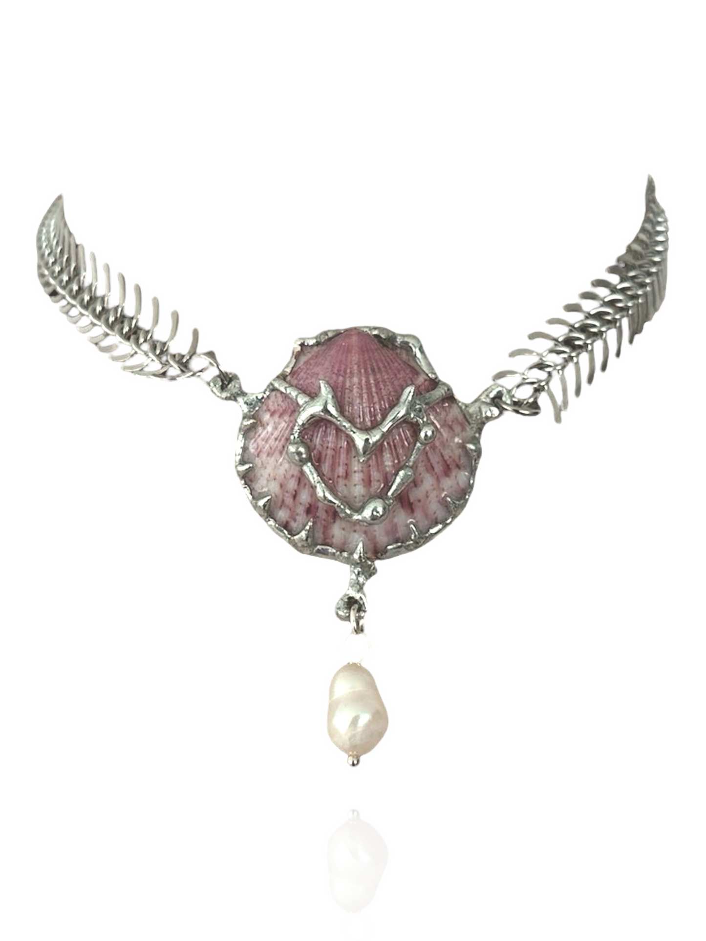 Fish Bone Soldered Pink Shell
