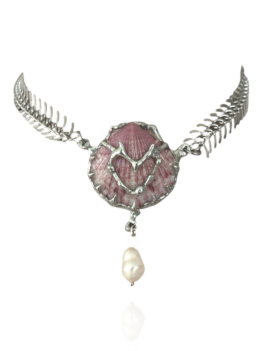 Fish Bone Soldered Pink Shell