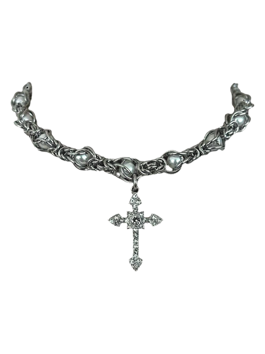 Stainless Steel Encase Pearl Choker