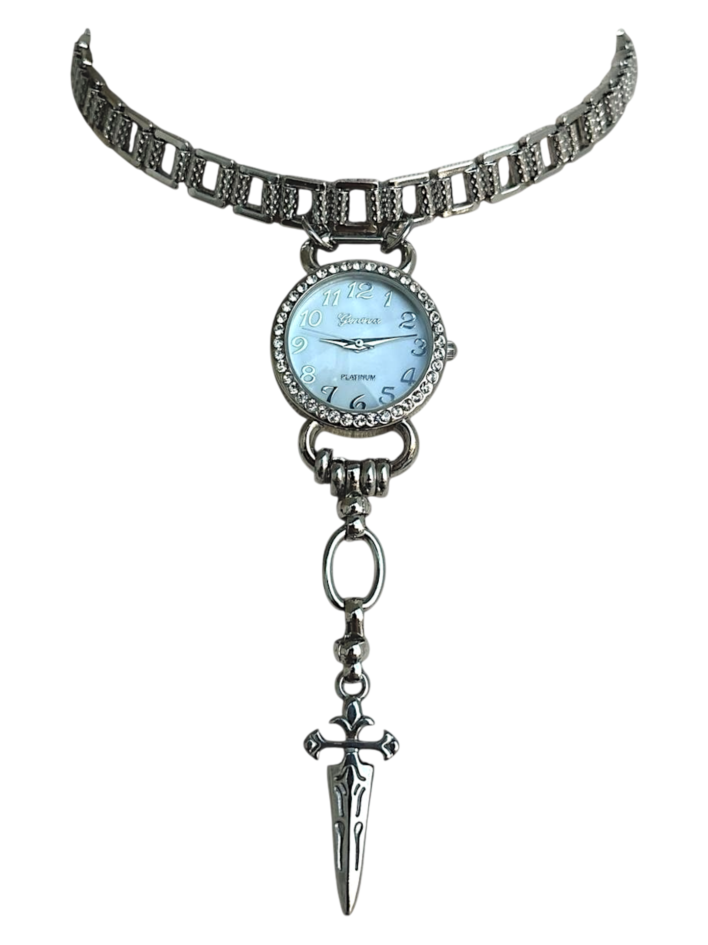 Reworked Gothic Geneva Platinum Watch Choker