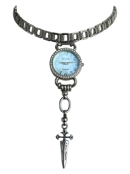 Reworked Gothic Geneva Platinum Watch Choker