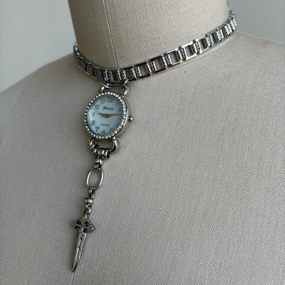 Reworked Gothic Geneva Platinum Watch Choker