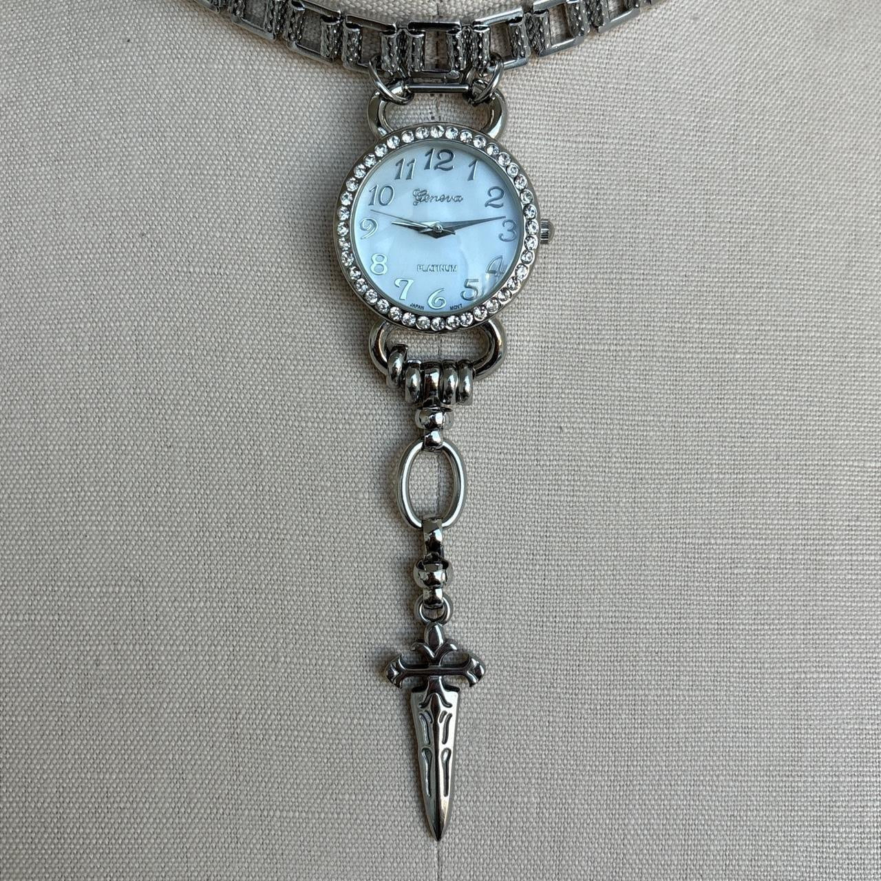 Reworked Gothic Geneva Platinum Watch Choker