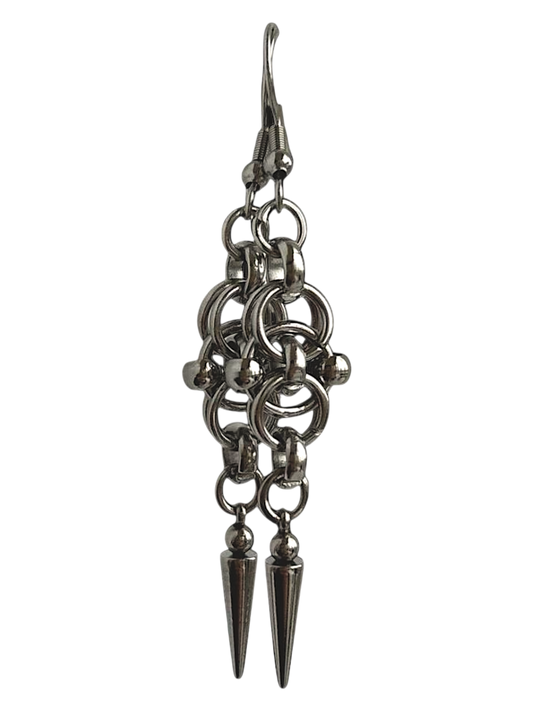 Rosy Thorn Chainmail Earrings