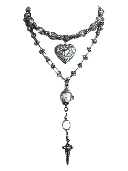Watch Necklaces with Heart Locket