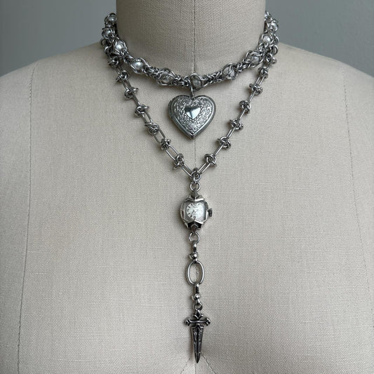Watch Necklaces with Heart Locket