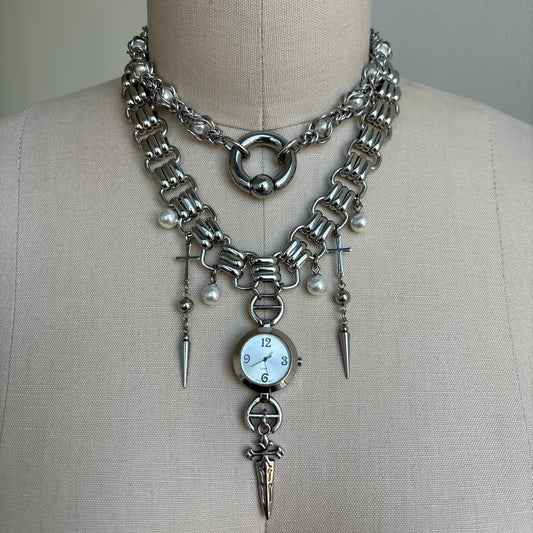 Watch Necklace with Septum Ball