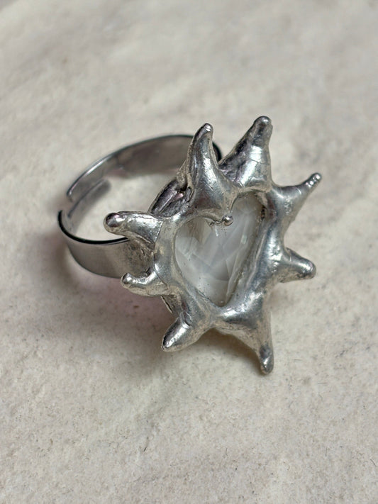 Shooting Stars Ring Spiked Heart